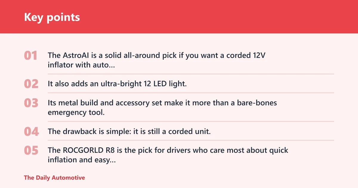 Key points: Best portable air pumps for cars