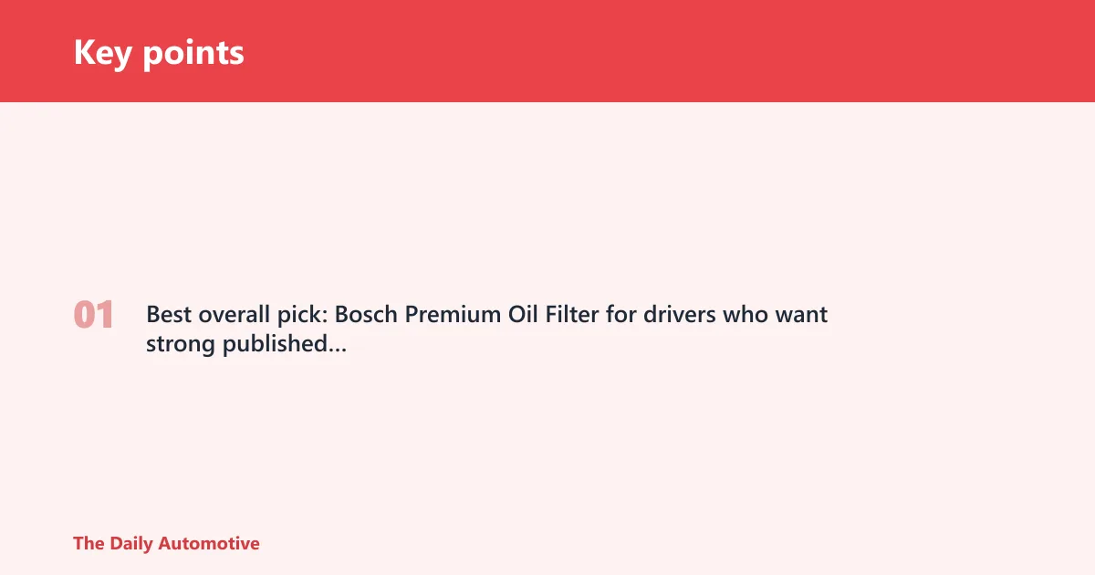 Key points: Best rated oil filters for cars: top pick and why