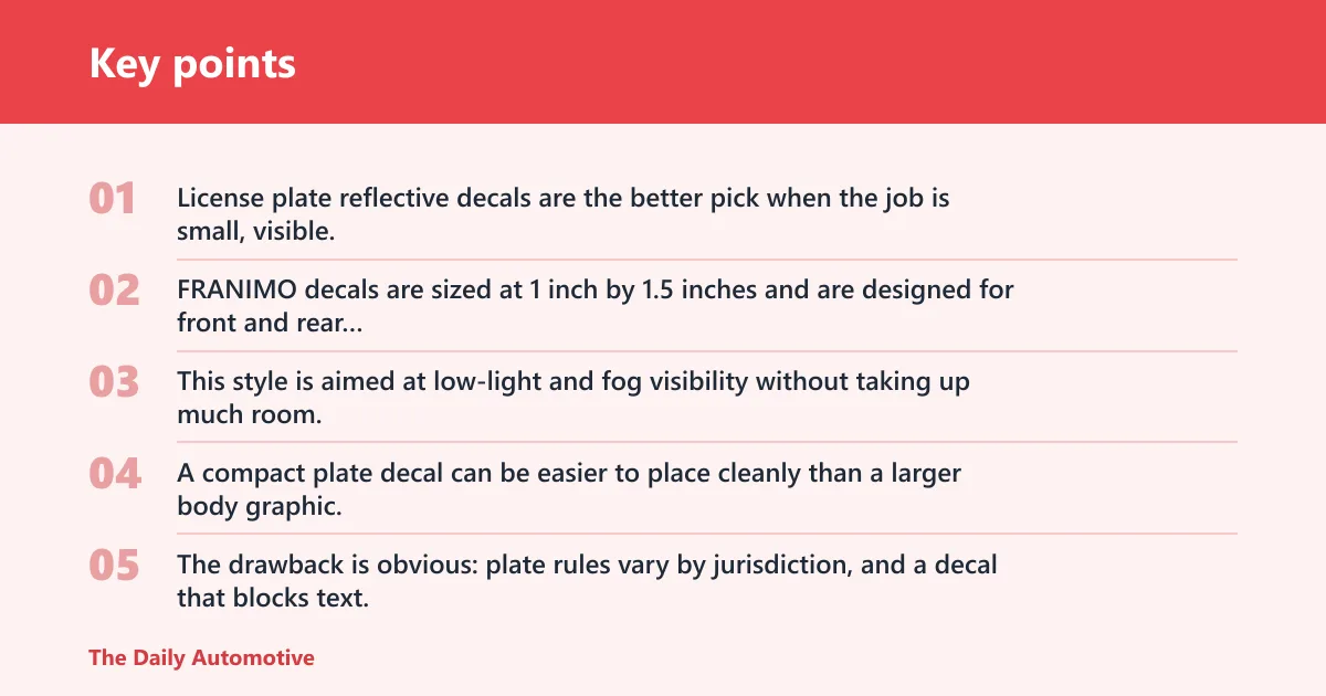 Key points: License plate reflective decals: best for compliance