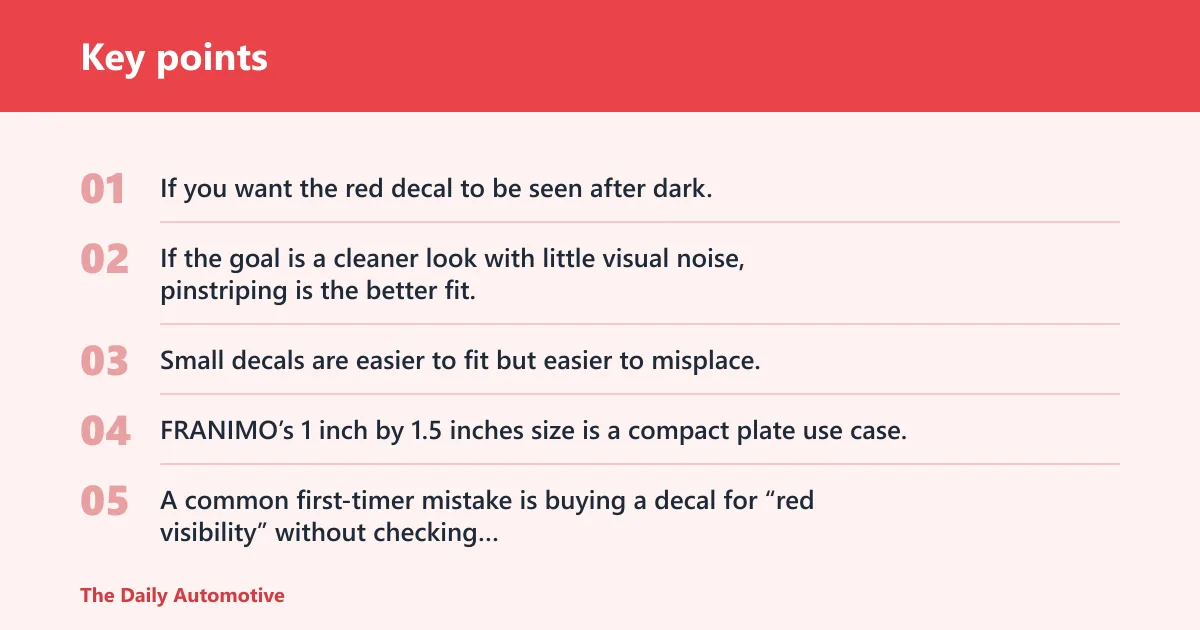 Key points: Red decal decision table