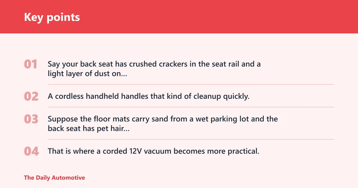 Key points: Car vacuum decision matrix