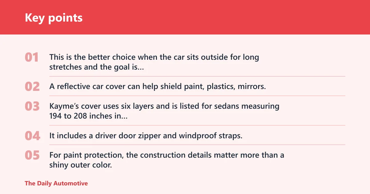 Key points: Reflective car cover: best for paint protection