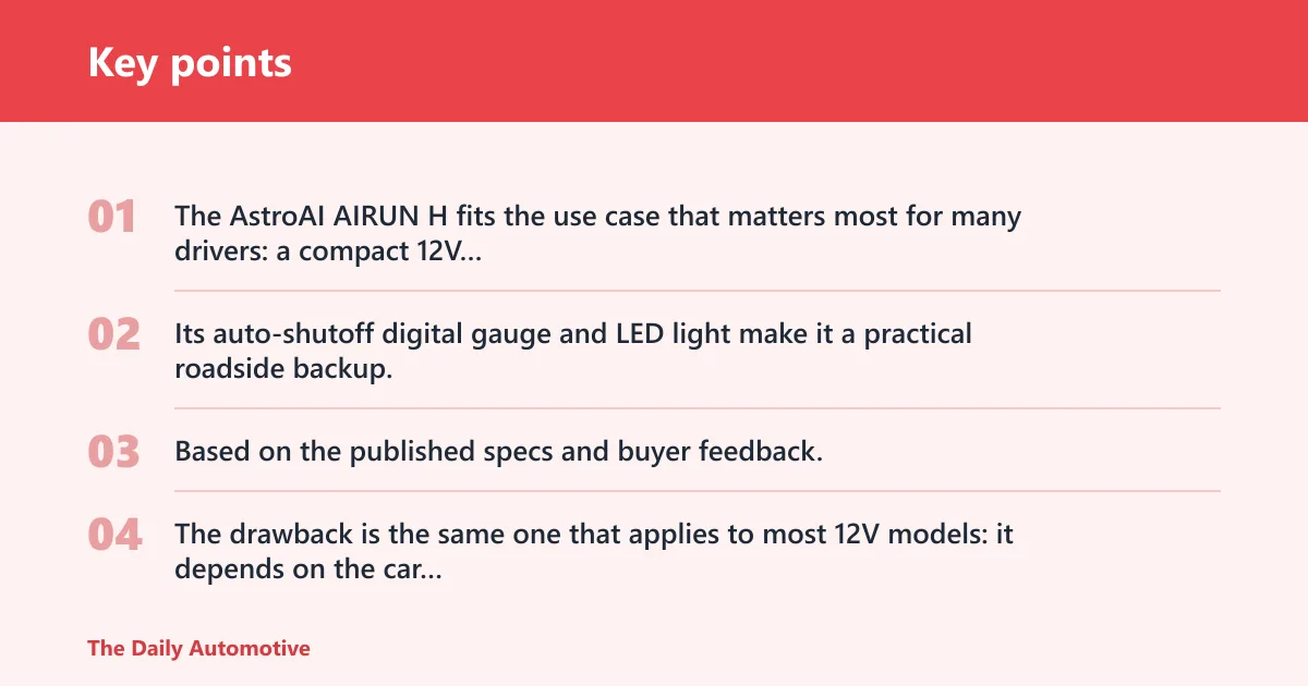 Key points: AstroAI AIRUN H: best for trunk emergencies