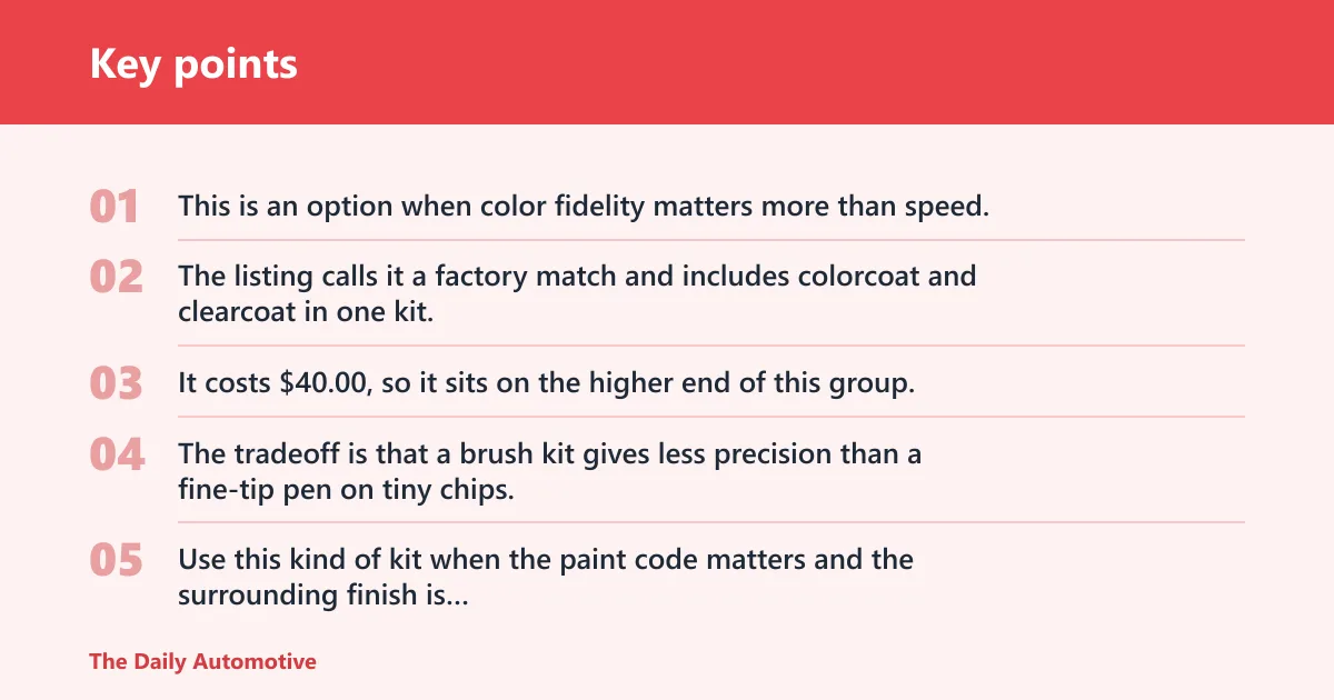 Key points: TouchUpDirect PW7/GW7 Bright White: best for exact OEM color match