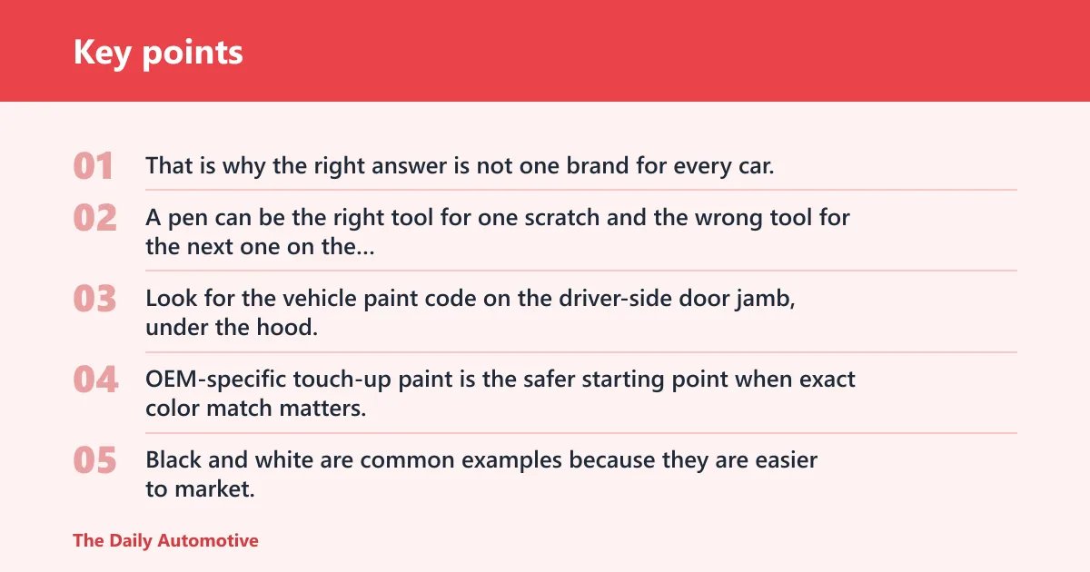 Key points: What is the best touch-up paint pen for small car scratches?