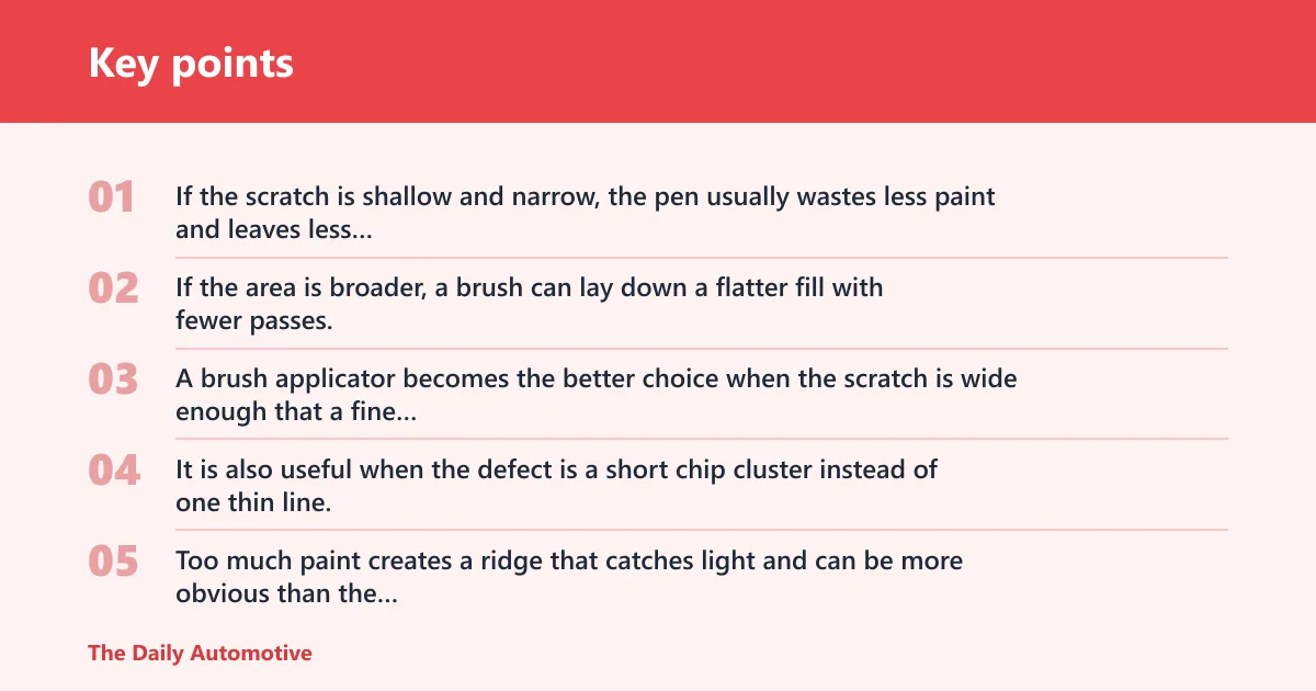 Key points: Are touch-up pens better than brush-on scratch repair kits?