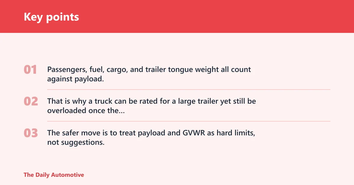 Key points: What is the difference between max tow rating and payload?
