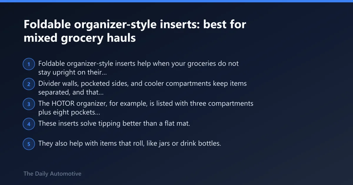 Steps: Foldable organizer-style inserts: best for mixed grocery hauls