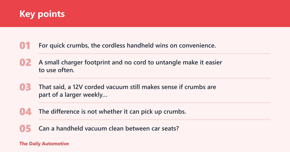Key points: Car vacuum decision matrix
