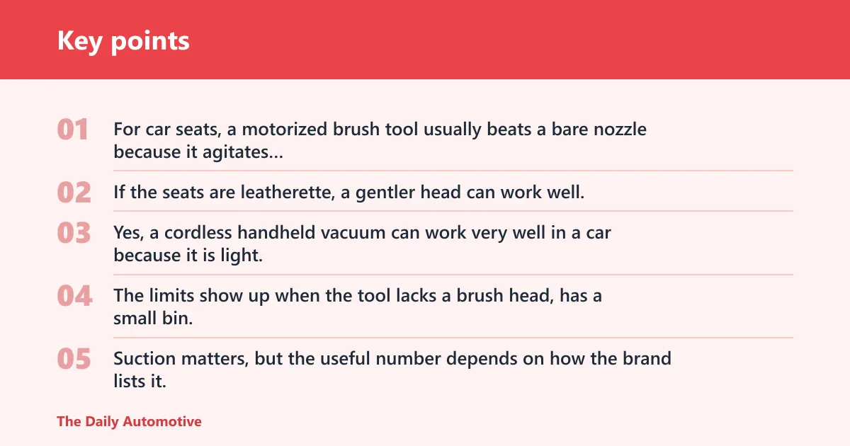 Key points: What is the best cordless vacuum for dog hair in a car?