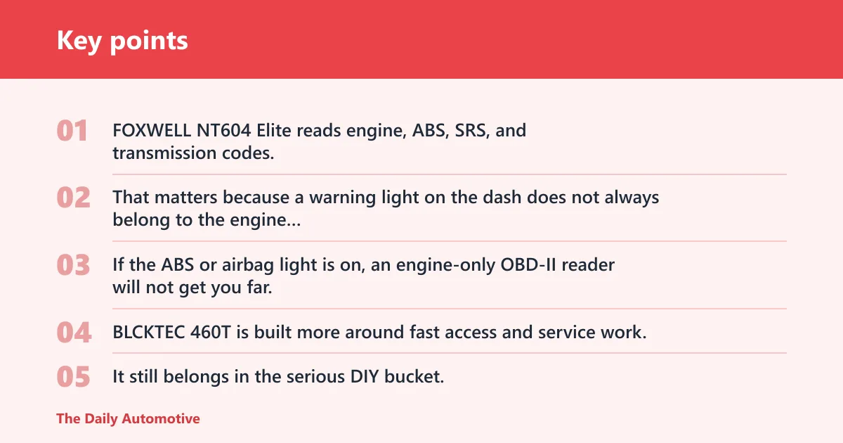 Key points: Vehicle code readers decision table