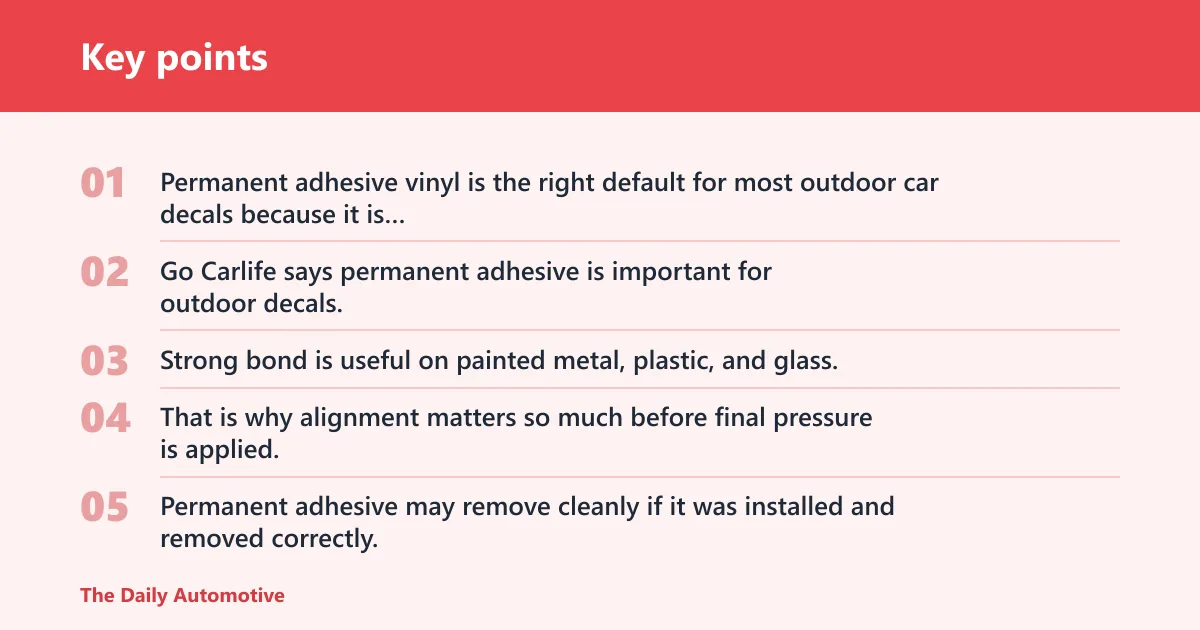Key points: Permanent adhesive vinyl: best for smooth panels