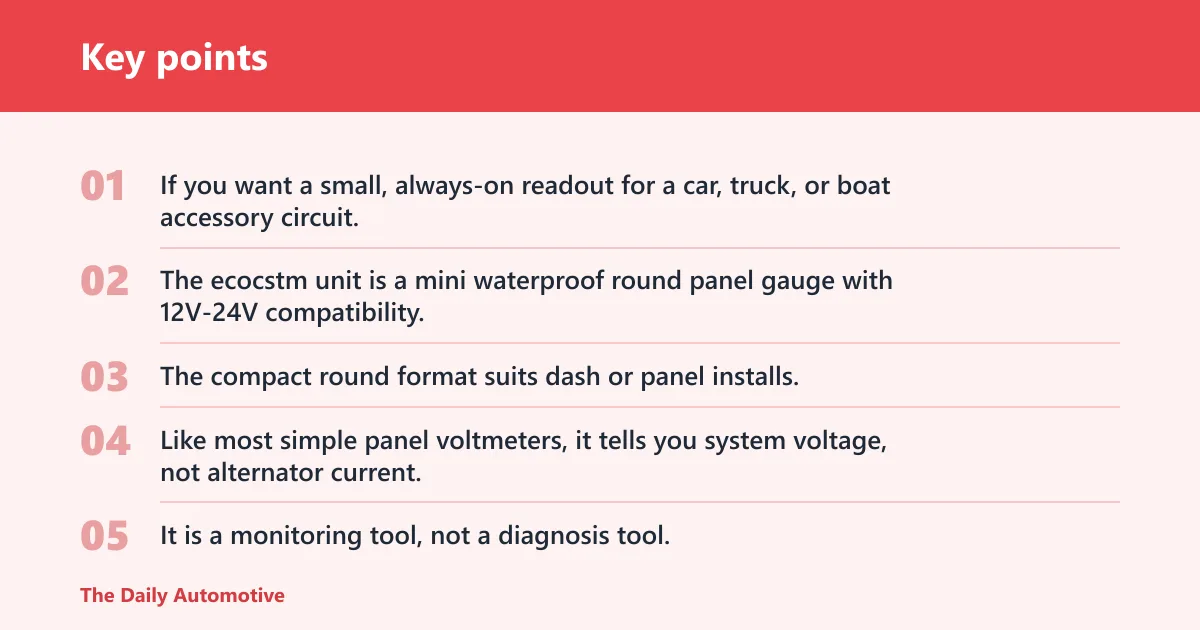 Key points: Ecocstm panel meter: best for daily-driver monitoring