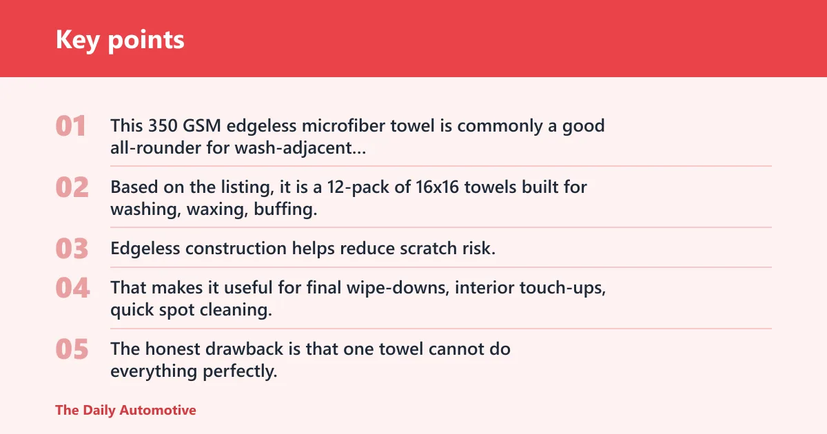 Key points: Detailer’s Preference edgeless microfiber towels: best for multipurpose detailing