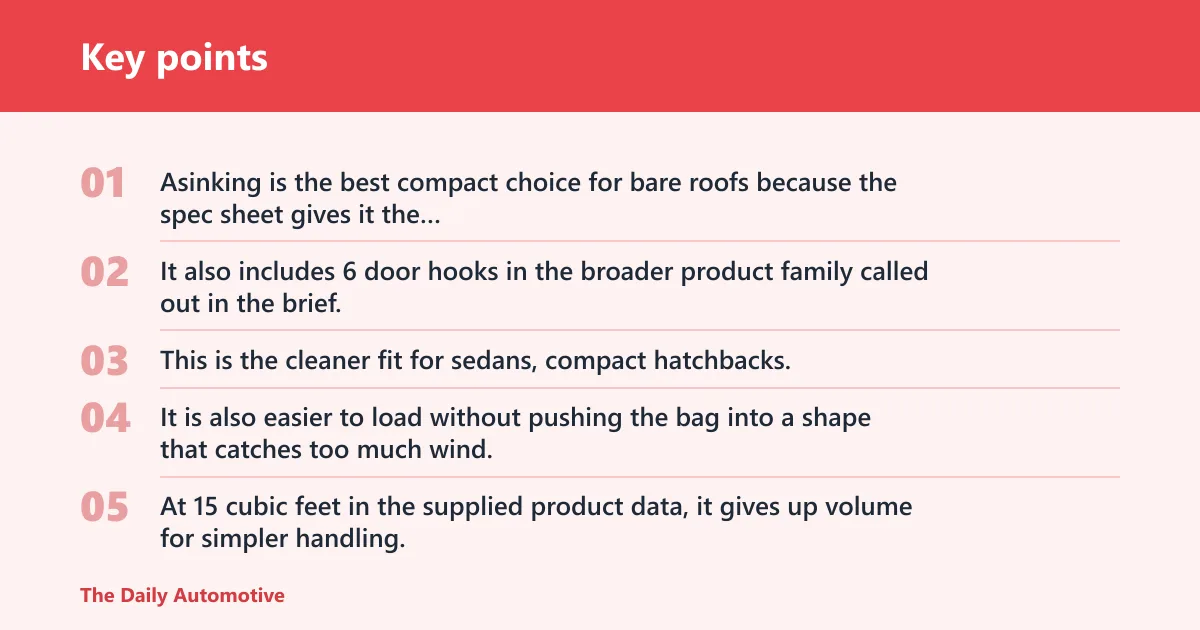 Key points: Asinking 21 cu ft cargo bag: best for bare roofs