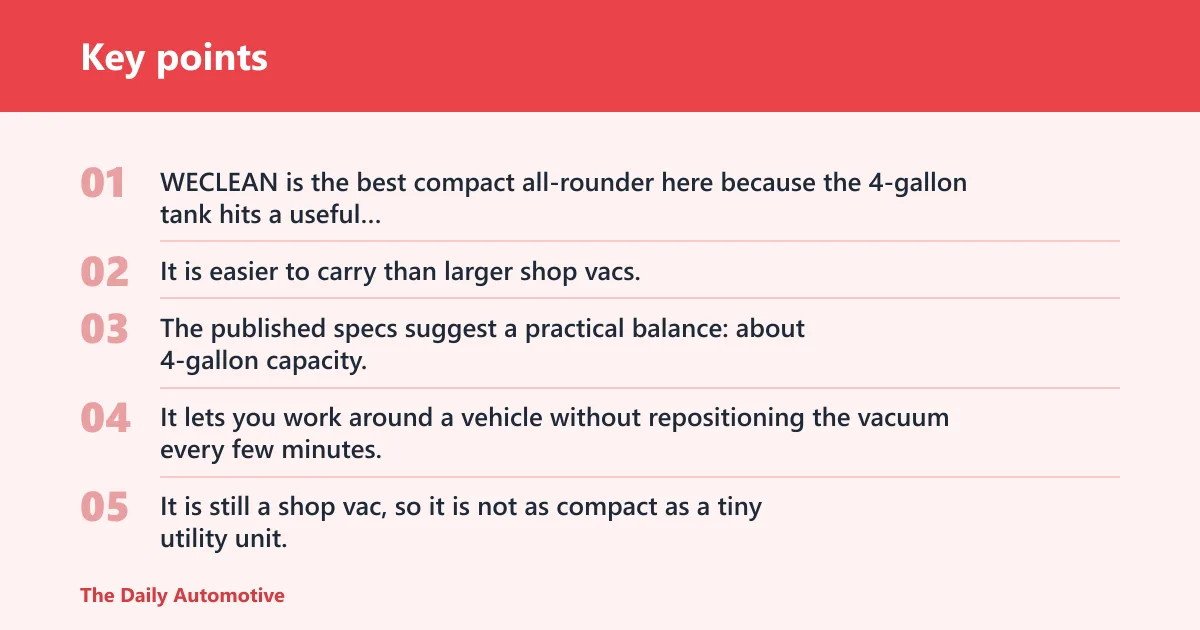 Key points: What is the best wet vacuum for car detailing?