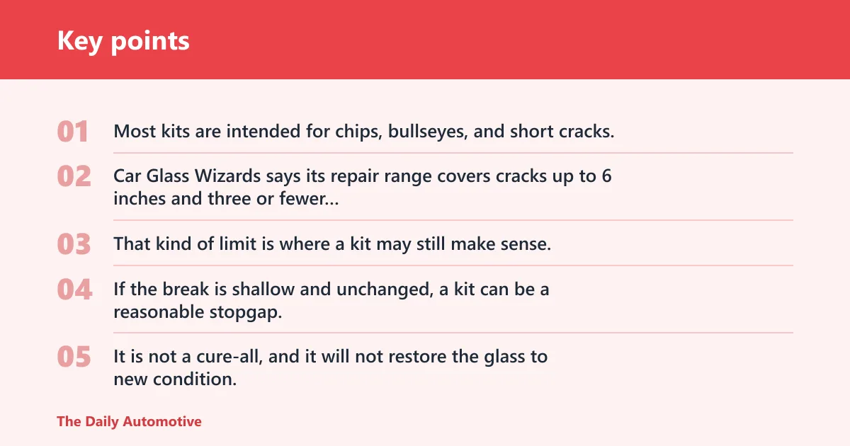 Key points: Windshield repair kits: best for small chips