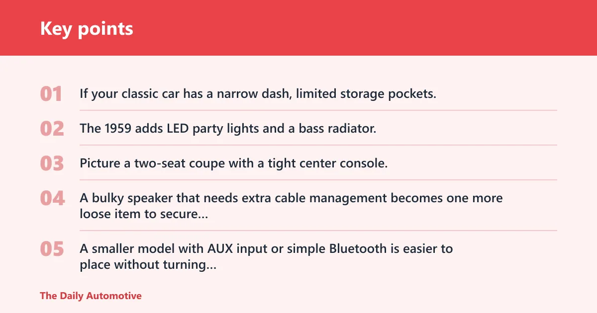Key points: Which QFX retro speaker fits your classic car?