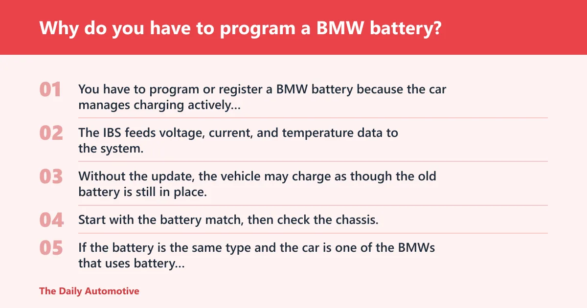 Steps: Why do you have to program a BMW battery?