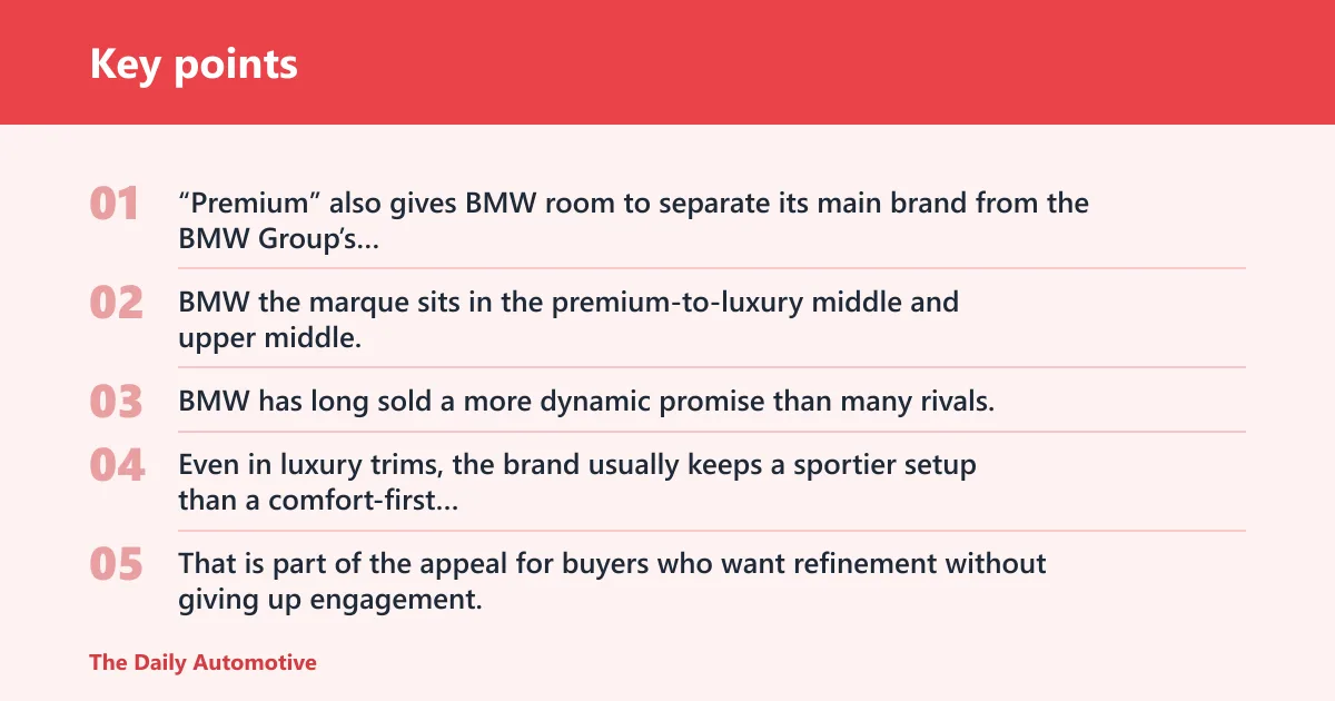 Key points: Why does BMW call itself premium instead of luxury?
