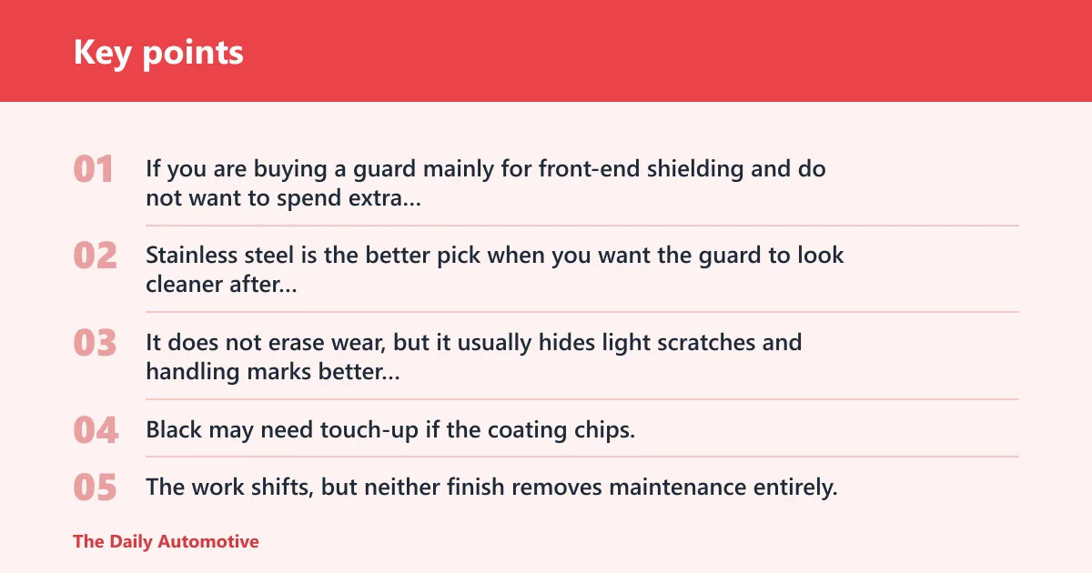Key points: Brush guard finish table