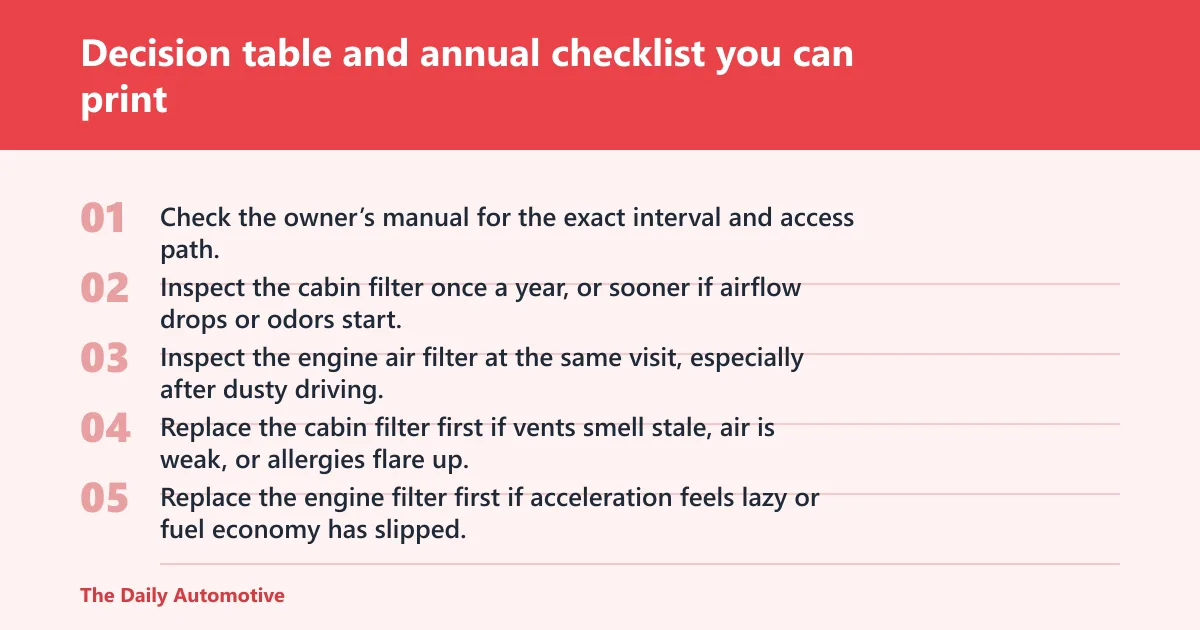 Steps: Decision table and annual checklist you can print