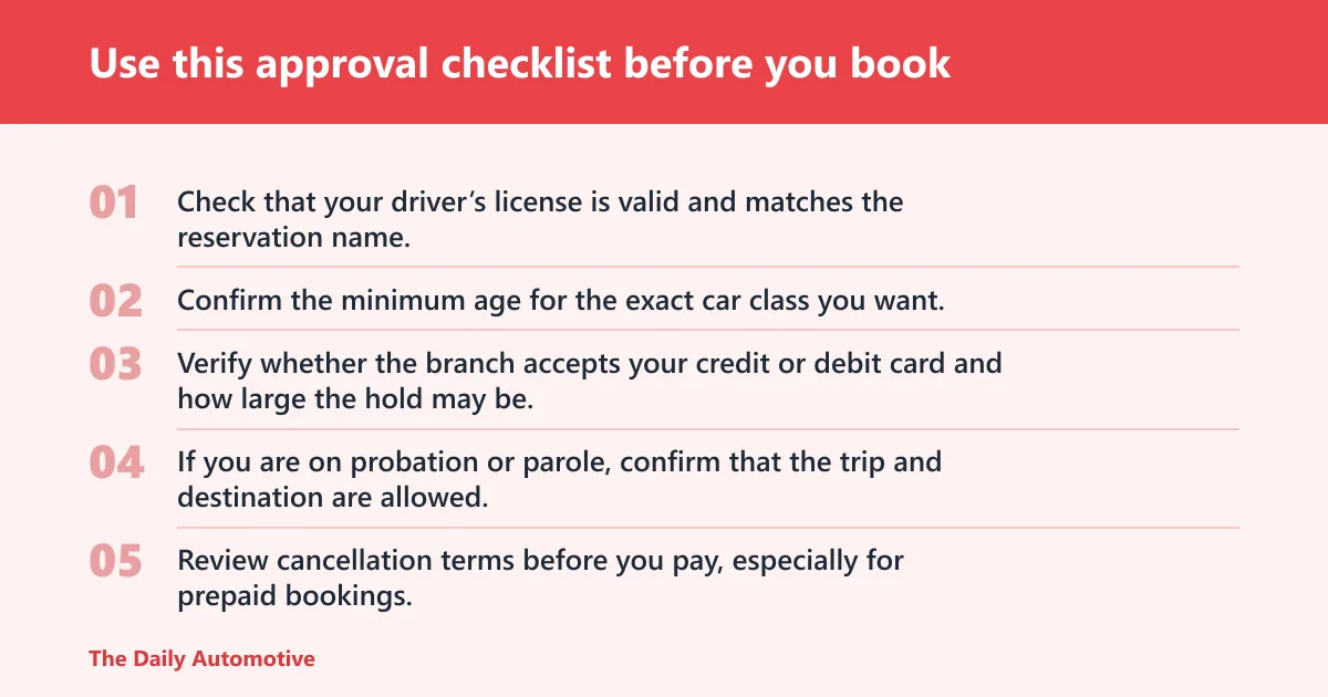 Steps: Use this approval checklist before you book