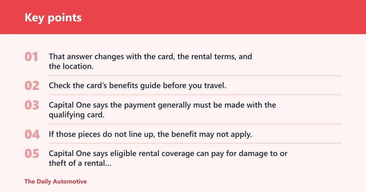 Key points: Does Capital One have rental car insurance?
