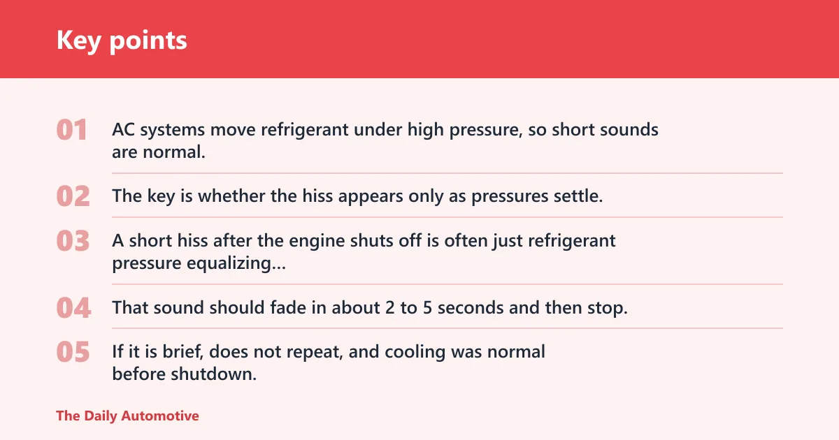 Key points: Car AC hiss basics