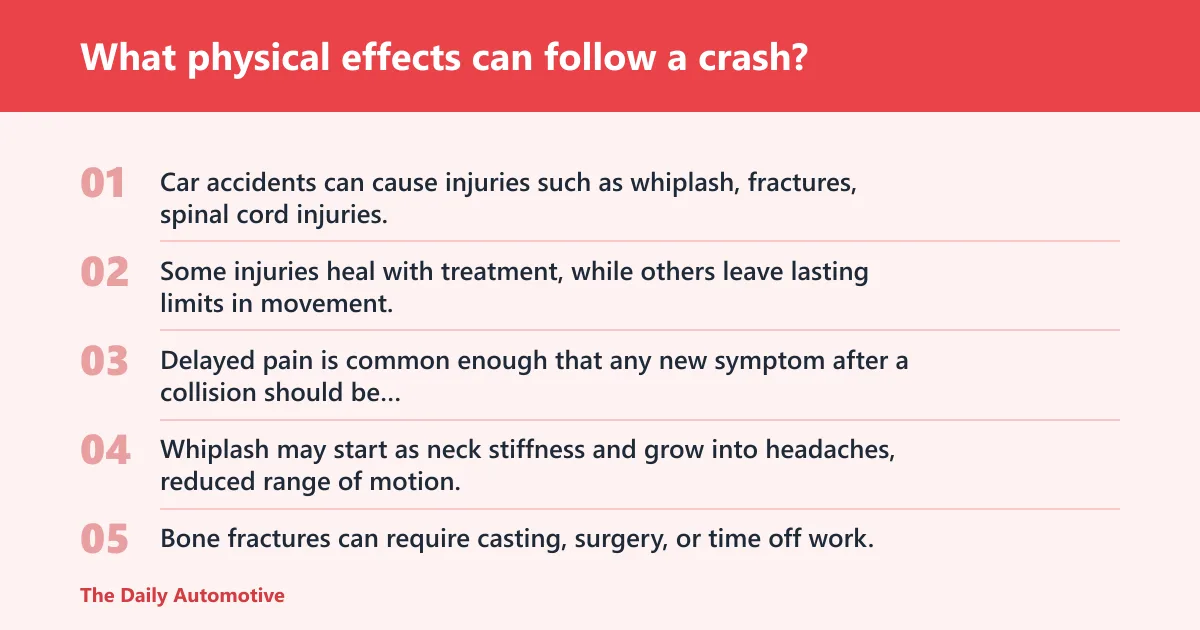 Steps: What physical effects can follow a crash?