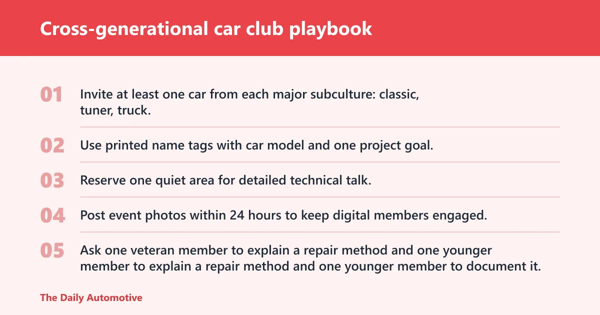 Steps: Cross-generational car club playbook