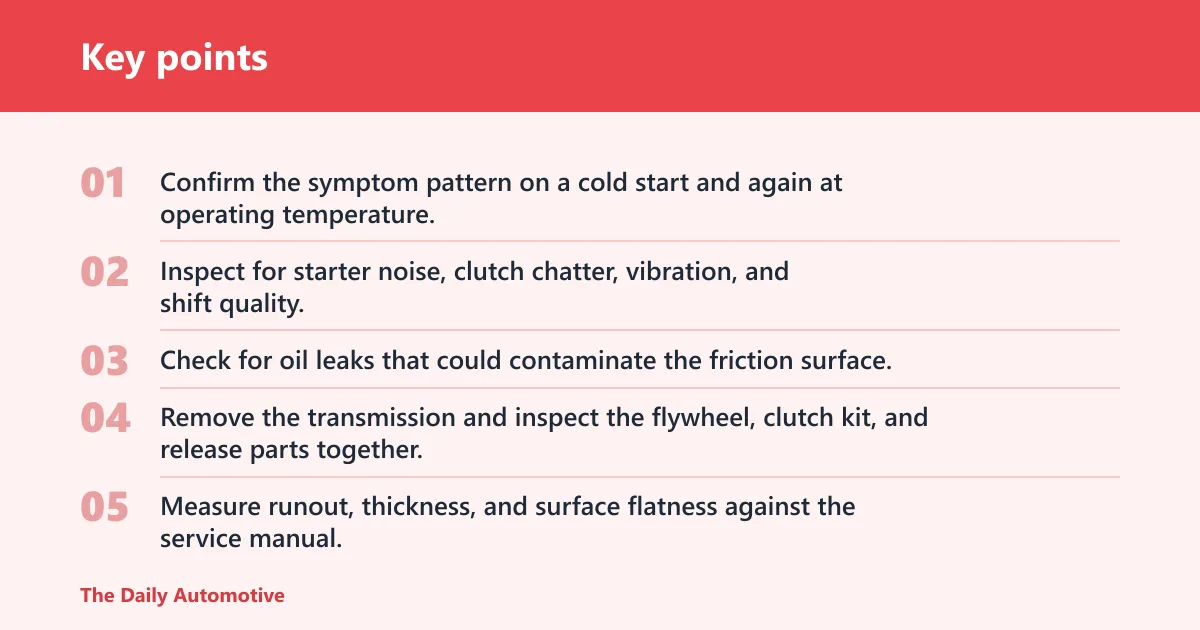 Key points: Flywheel symptom table