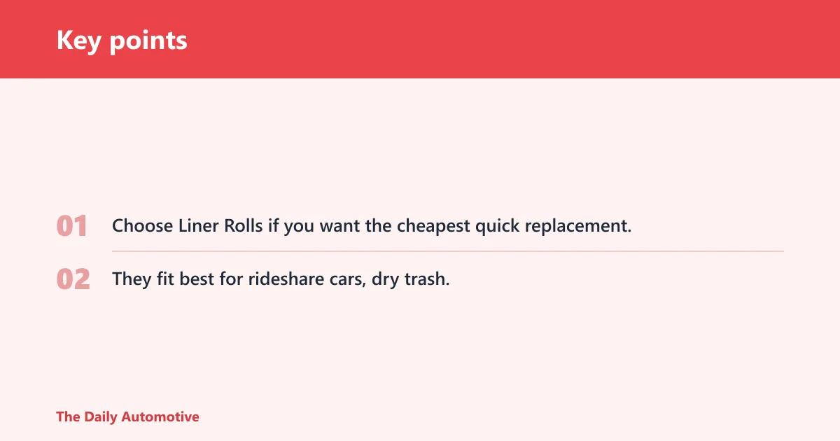 Key points: Choose Hanging Pouches if… / Choose Liner Rolls if…