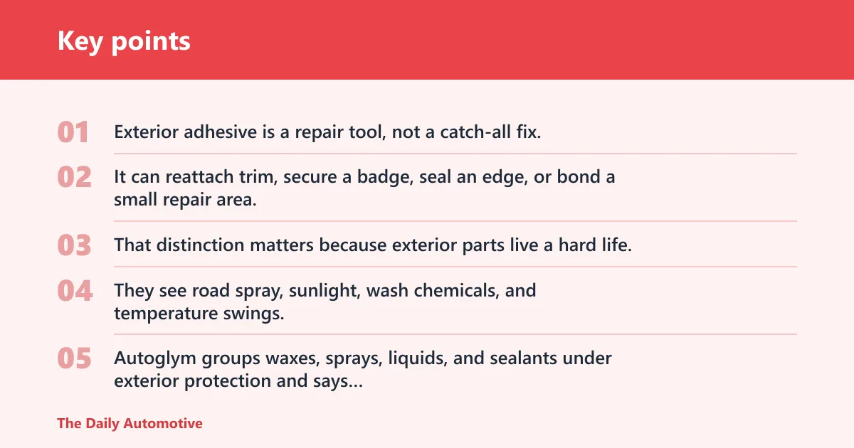 Key points: What exterior car glue actually does