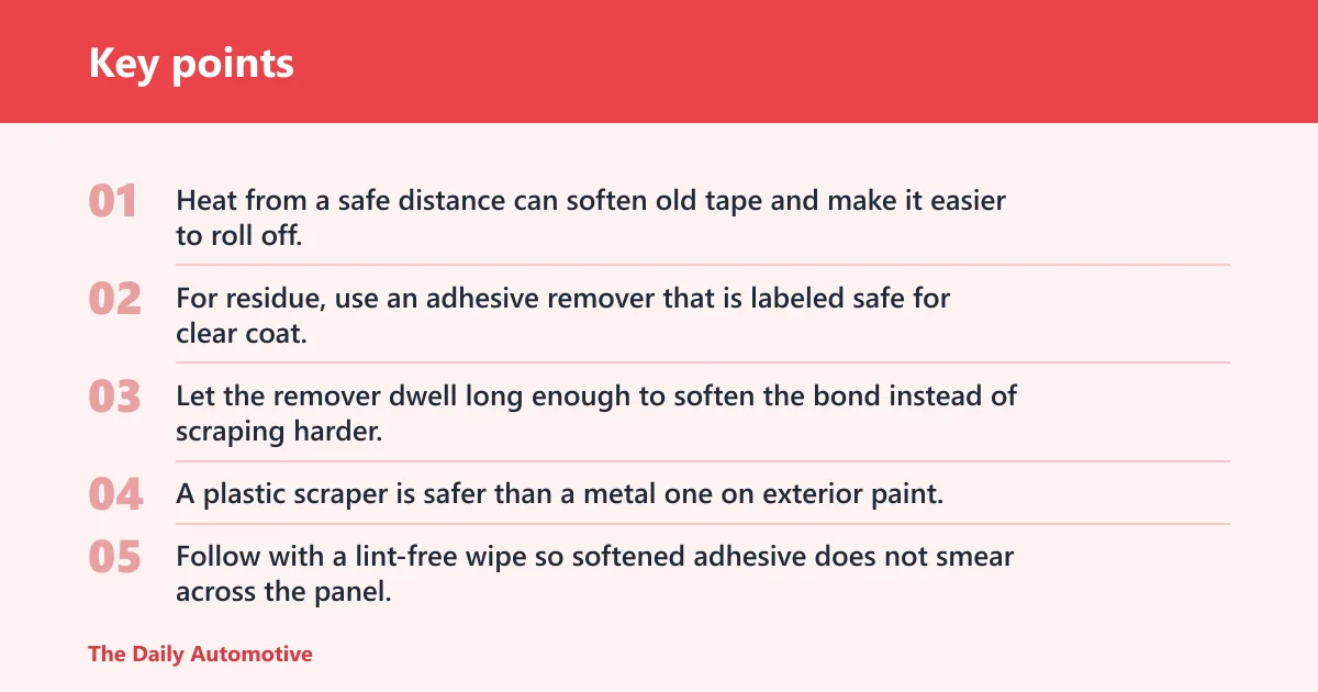 Key points: How do you remove old adhesive without harming paint?