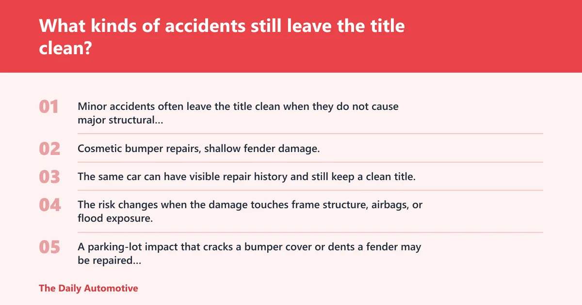 Steps: What kinds of accidents still leave the title clean?