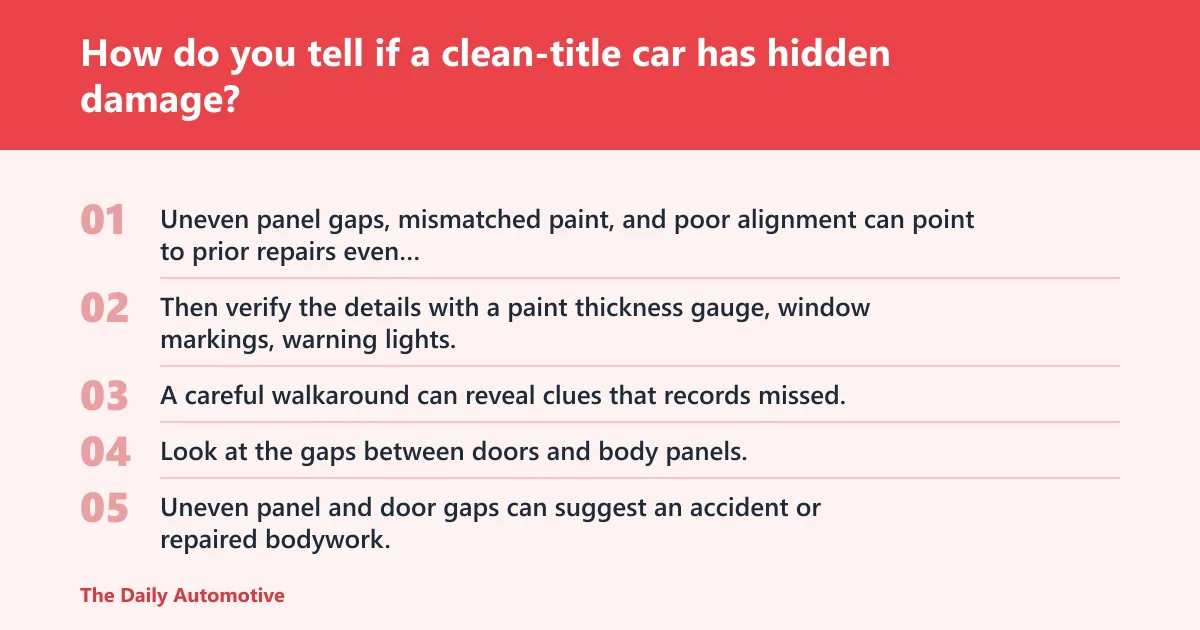 Steps: How do you tell if a clean-title car has hidden damage?
