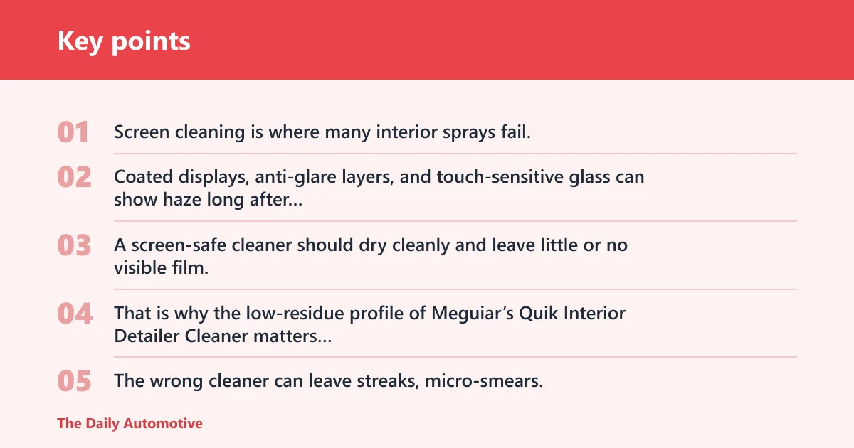 Key points: What is the best car interior cleaner for dashboards and screens?