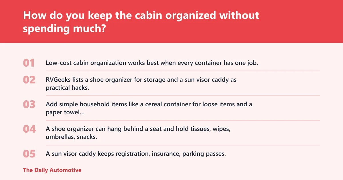 Steps: How do you keep the cabin organized without spending much?