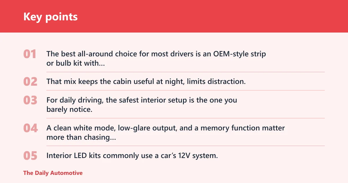 Key points: Best interior LED pick for most cars