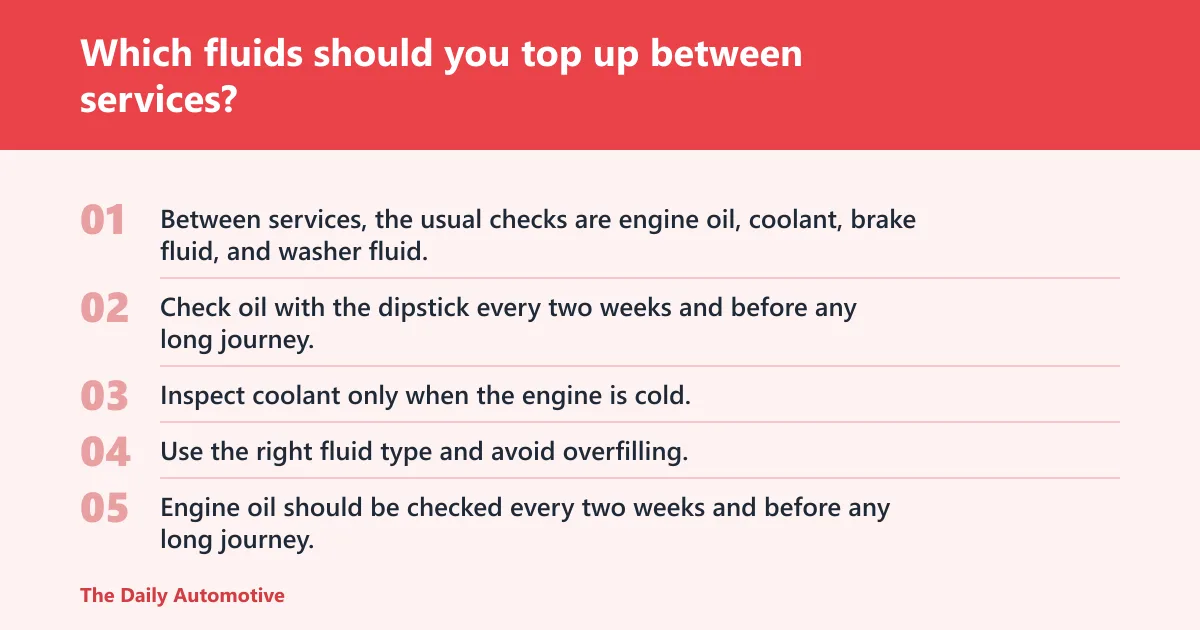 Steps: Which fluids should you top up between services?