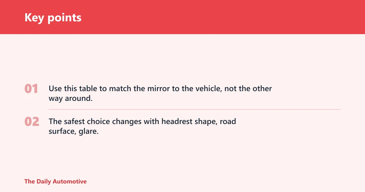 Key points: Baby mirror decision matrix