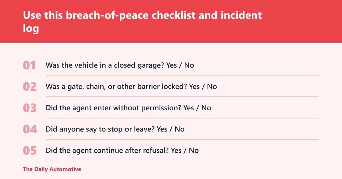 Steps: Use this breach-of-peace checklist and incident log