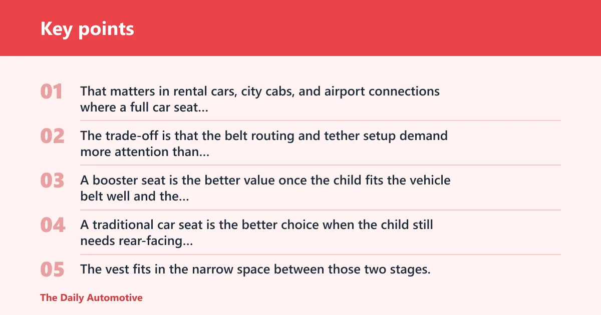 Key points: How does a travel vest compare with a regular car seat?