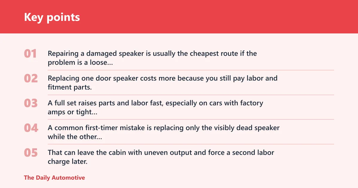 Key points: Car speaker replacement cost by scenario