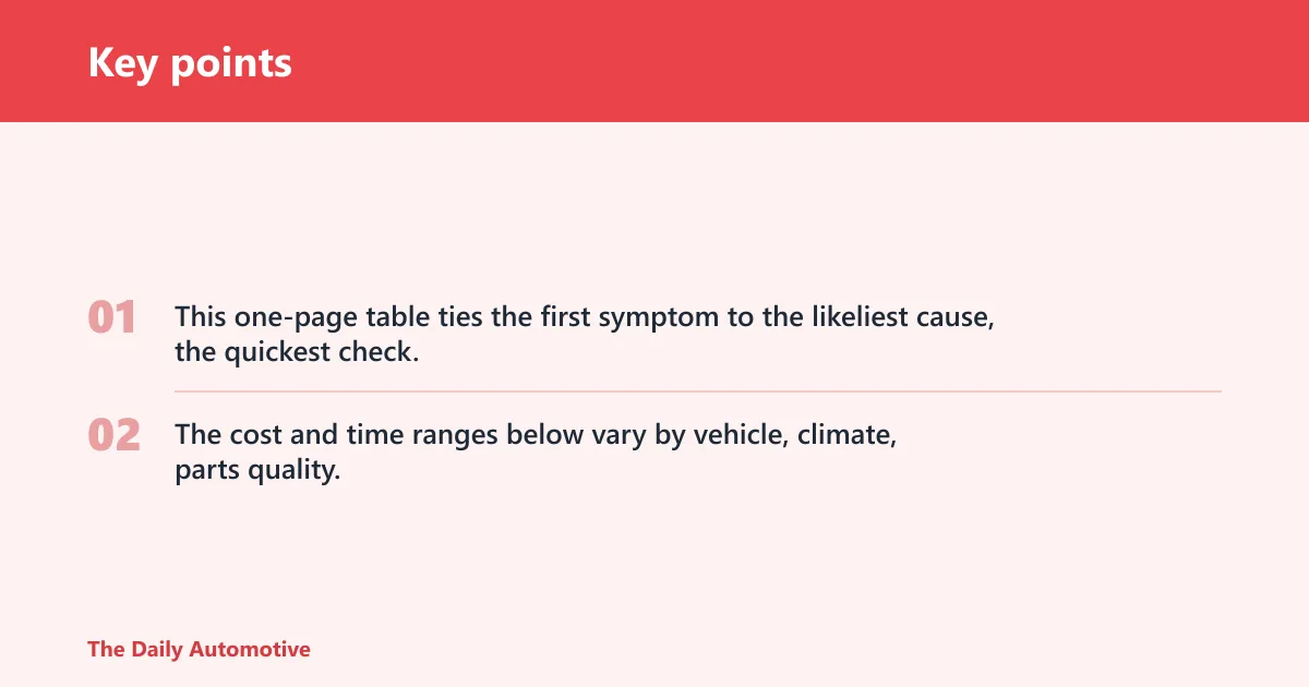 Key points: Cold-start triage table