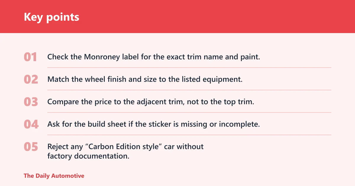 Key points: Carbon Edition buyer checklist
