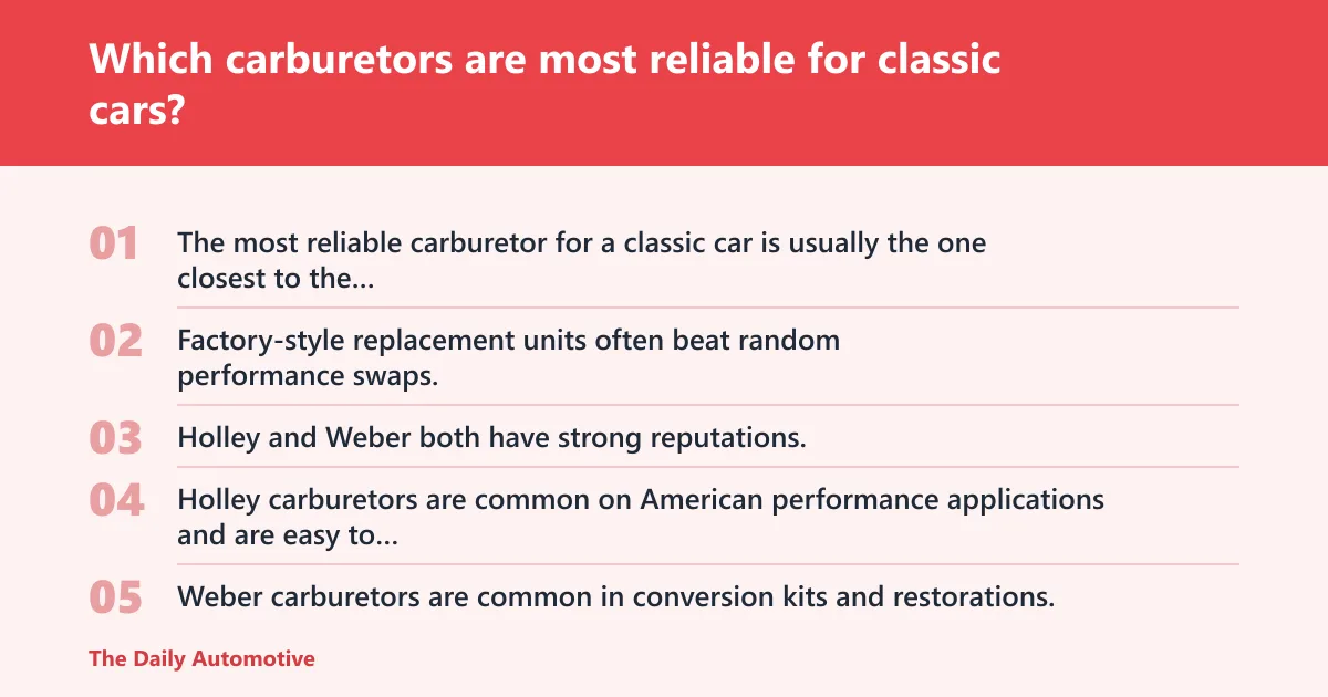 Steps: Which carburetors are most reliable for classic cars?