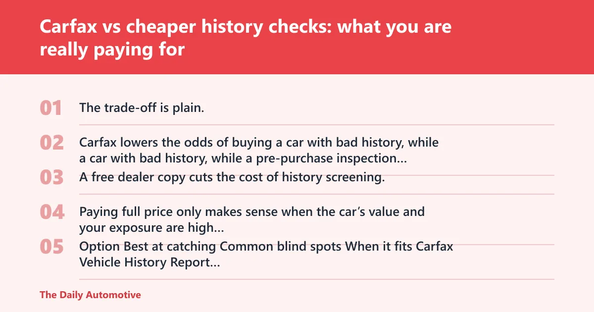Steps: Carfax vs cheaper history checks: what you are really paying for