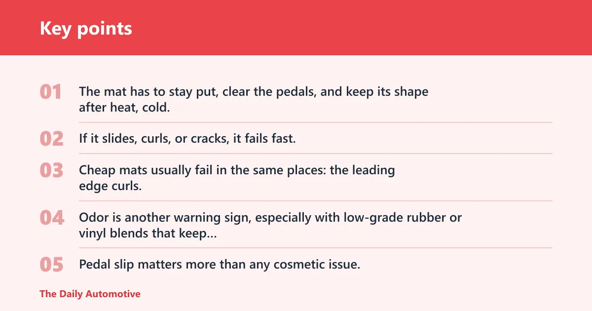 Key points: What cheap floor mats need to survive